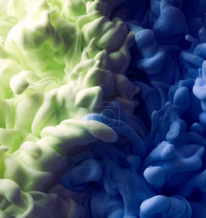 Foto de Salpicadura de verde y azul textura pintura abstracta fantasía fondo - Imagen libre de derechos