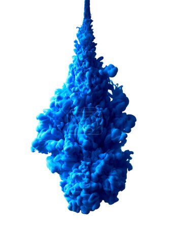 Foto de Salpicadura de pintura abstracta azul aislada sobre fondo blanco - Imagen libre de derechos