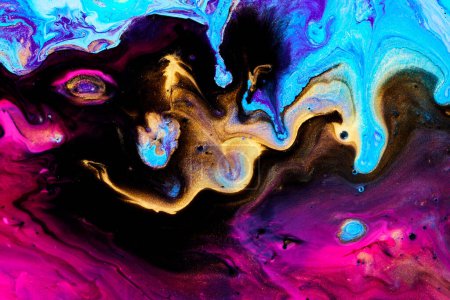 Photo for Purple blue flowing paint texture. Paper marbled abstract background - Royalty Free Image