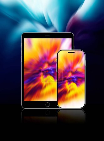 Photo for Mobile phone and tablet technology abstract background - Royalty Free Image