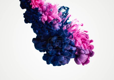 Photo for Abstract background of pink and blue paint in water isolated - Royalty Free Image