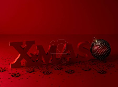 Photo for Christmas greeting card 2024. Red New Year background - Royalty Free Image