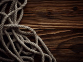Dark vintage marine background with old hemp rope over wooden planks Tank Top #698155988
