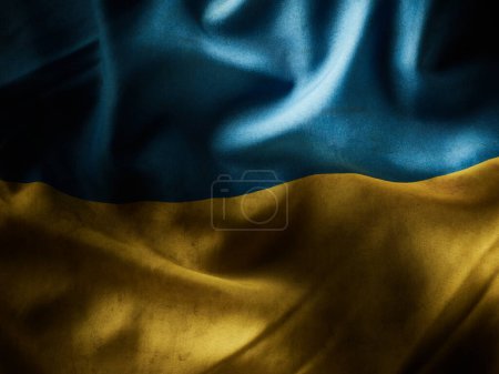 Foto de Grunge fondo con ondulada bandera de Ucrania vintage - Imagen libre de derechos