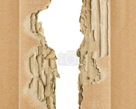 Foto de Paquete arrugado de cartón desgarrado aislado sobre fondo blanco - Imagen libre de derechos