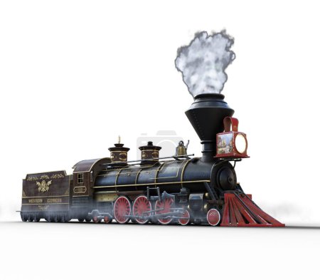 Photo for Vintage steam train locomotive illustration - Royalty Free Image