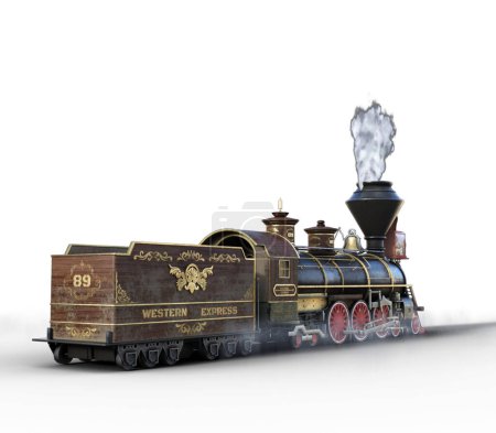 Photo for Vintage steam train rear view isolated illustration - Royalty Free Image
