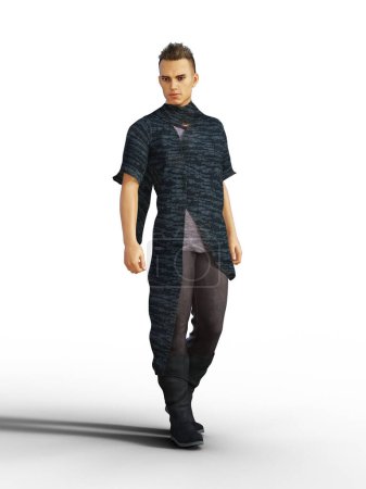 Photo for Young dystopian caucasian male wearing futuristic casual clothes illustration - Royalty Free Image