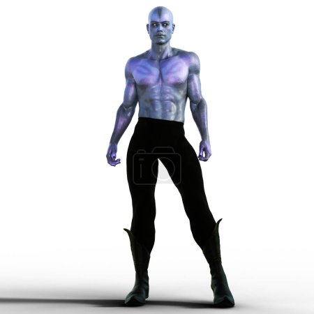 Photo for Blue skinned alien standing illustration - Royalty Free Image