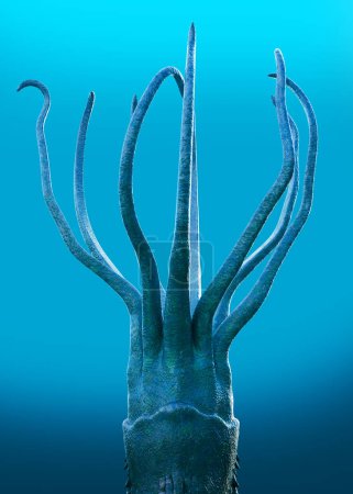 Photo for The Kraken underwater with tentacles reaching up illustration - Royalty Free Image