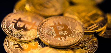 Photo for Golden bitcoin, conceptual image for crypto currency. Cryptocurrency bitcoin the future coin. Abstract business crypto market finance money background. Bitcoin BTC Cryptocurrency coins. Stock market - Royalty Free Image