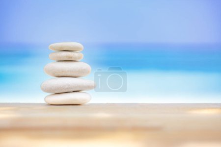 Photo for Sea stones balance and wellness retro spa concept - Royalty Free Image