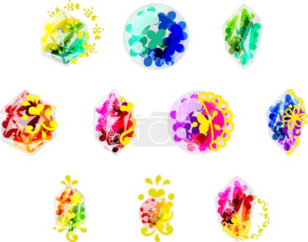 The icons of stylish and colorful flower crystal