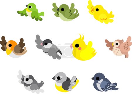 The collection of cute and beautiful colorful bird icons.