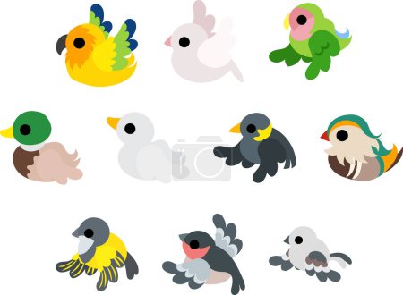 Die Sammlung von niedlichen und schönen bunten Vogelsymbolen.