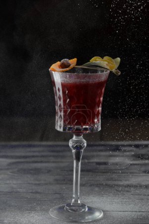 Photo for Glass of alcoholic cocktail in glass on background, close up - Royalty Free Image