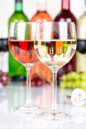 Photo for White wine in a glass alcohol drink grapes portrait format vertical - Royalty Free Image