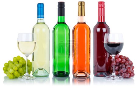 Téléchargez les photos : Wine tasting wines bottle grapes isolated on a white background - en image libre de droit