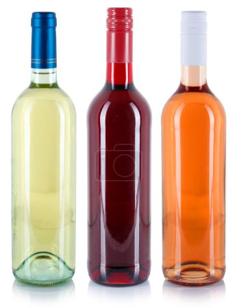 Téléchargez les photos : Wine bottle white red rose alcohol drink isolated on a white background - en image libre de droit