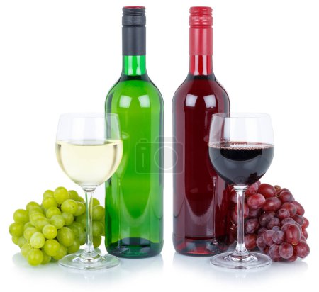 Téléchargez les photos : Wine tasting wines red white alcohol grapes isolated on a white background - en image libre de droit