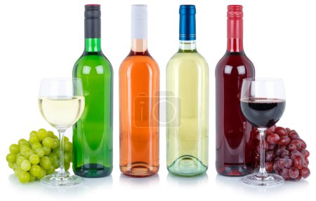 Téléchargez les photos : Wines wine tasting red white rose alcohol isolated on a white background - en image libre de droit