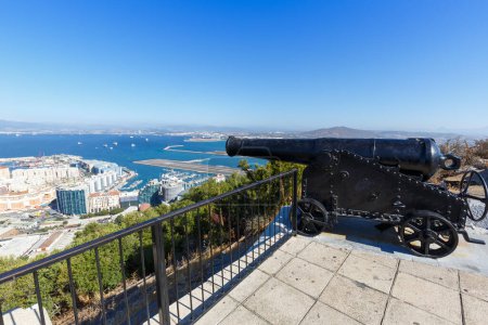 Photo for Gibraltar cannon war defence defense Mediterranean Sea travel traveling town overview travelling - Royalty Free Image