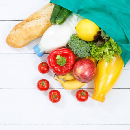 Téléchargez les photos : Purchase food purchases fruits and vegetables from above square wooden board wood - en image libre de droit
