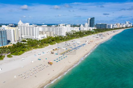 Aerial view of Miami Beach Florida sea travel vacation in the United States