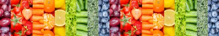Foto de Fondo de frutas y verduras colección de banner de lechuga fresca de muchas frutas con fondos de bayas - Imagen libre de derechos