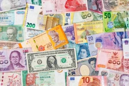 Photo for Money banknotes bill Euro Dollar currency background for travel pay paying finances rich - Royalty Free Image