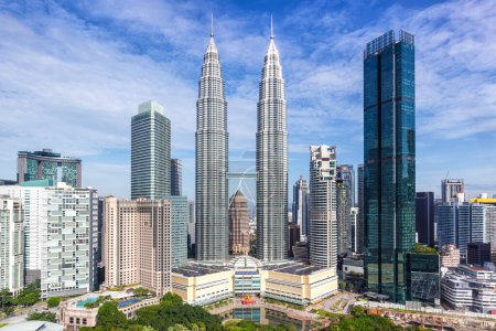 Photo for Petronas Twin Towers skyscrapers KLCC skyline landmark in Kuala Lumpur Malaysia - Royalty Free Image