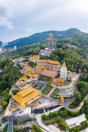 Photo for Kek Lok Si Temple aerial view photo portrait format on Penang island in Malaysia - Royalty Free Image