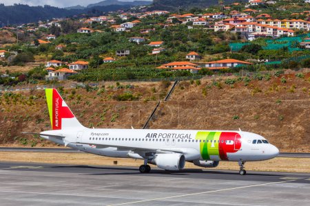 Photo for Funchal, Portugal - September 17, 2022 TAP Air Portugal Airbus A320 airplane at Funchal airport (FNC) in Portugal. - Royalty Free Image
