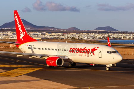 Photo for Lanzarote, Spain - September 17, 2022 Corendon Airlines Boeing 737-800 airplane at Lanzarote airport (ACE) in Spain. - Royalty Free Image