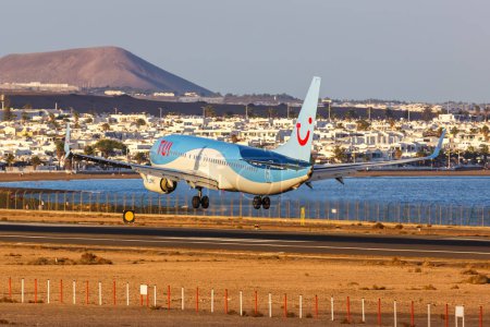 Photo for Lanzarote, Spain - September 18, 2022 TUI Boeing 737-800 airplane at Lanzarote airport (ACE) in Spain. - Royalty Free Image