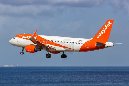 Photo for Lanzarote, Spain - September 17, 2022 EasyJet Airbus A320 airplane at Lanzarote airport (ACE) in Spain. - Royalty Free Image