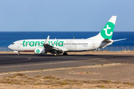 Photo for Lanzarote, Spain - September 17, 2022 Transavia Boeing 737-800 airplane at Lanzarote airport (ACE) in Spain. - Royalty Free Image