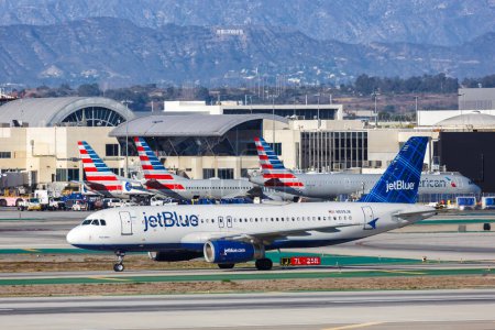Photo for Los Angeles, United States - November 3, 2022 JetBlue Airbus A320 airplane at Los Angeles airport (LAX) in the United States. - Royalty Free Image