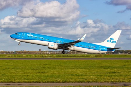 Photo for Amsterdam, Netherlands - October 8, 2022 KLM Boeing 737-900 airplane at Amsterdam Schiphol airport (AMS) in the Netherlands. - Royalty Free Image