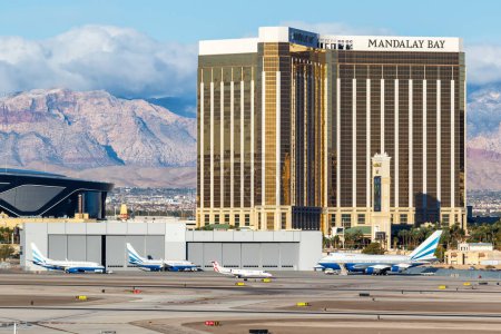 Photo for Las Vegas, United States  November 9, 2022 Las Vegas Sands Corporation Boeing airplanes at Las Vegas airport (LAS) in the United States. - Royalty Free Image
