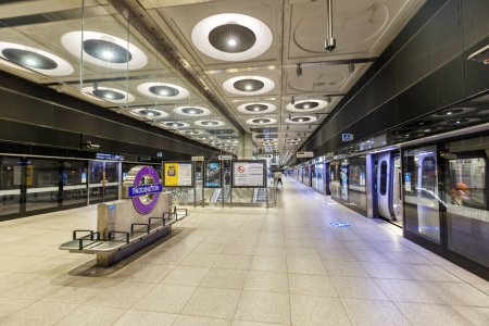 Photo for London, United Kingdom - April 29, 2023: Paddington underground metro station on the Elizabeth Line Crossrail in London, United Kingdom. - Royalty Free Image