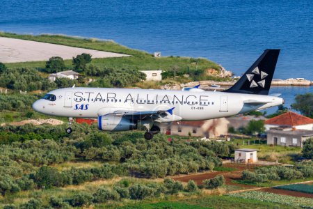 Photo for Split, Croatia - May 27, 2023: SAS Scandinavian Airlines Airbus A319 airplane in the Star Alliance livery at Split Airport (SPU) in Croatia. - Royalty Free Image