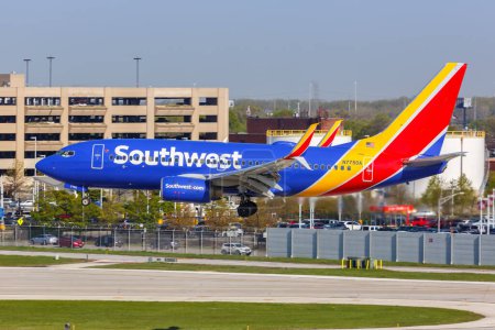 Photo for Chicago, United States - May 4, 2023: Southwest Boeing 737-700 airplane at Chicago Midway Airport (MDW) in the United States. - Royalty Free Image