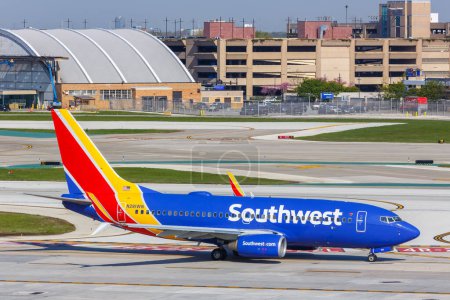 Photo for Chicago, United States - May 4, 2023: Southwest Boeing 737-700 airplane at Chicago Midway Airport (MDW) in the United States. - Royalty Free Image