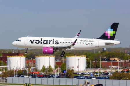 Photo for Chicago, United States - May 4, 2023: Volaris Airbus A320neo airplane at Chicago Midway Airport (MDW) in the United States. - Royalty Free Image