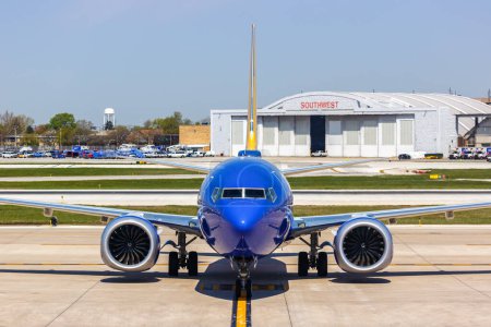 Photo for Chicago, United States - May 4, 2023: Southwest Boeing 737-8 MAX airplane at Chicago Midway Airport (MDW) in the United States. - Royalty Free Image