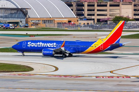 Photo for Chicago, United States - May 4, 2023: Southwest Boeing 737-8 MAX airplane at Chicago Midway Airport (MDW) in the United States. - Royalty Free Image