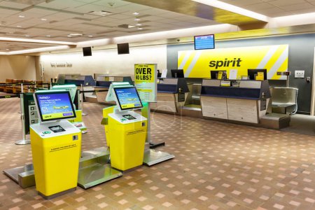 Photo for Albuquerque, United States - May 9, 2023: Spirit Airlines check-in at Albuquerque airport (ABQ) in the United States. - Royalty Free Image