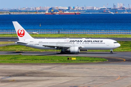 Photo for Tokyo, Japan - October 6, 2023: Japan Airlines JAL Boeing 767-300ER airplane at Tokyo Haneda Airport (HND) in Japan. - Royalty Free Image