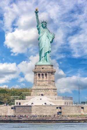 Photo for New York City Statue of Liberty portrait format traveling in the United States - Royalty Free Image